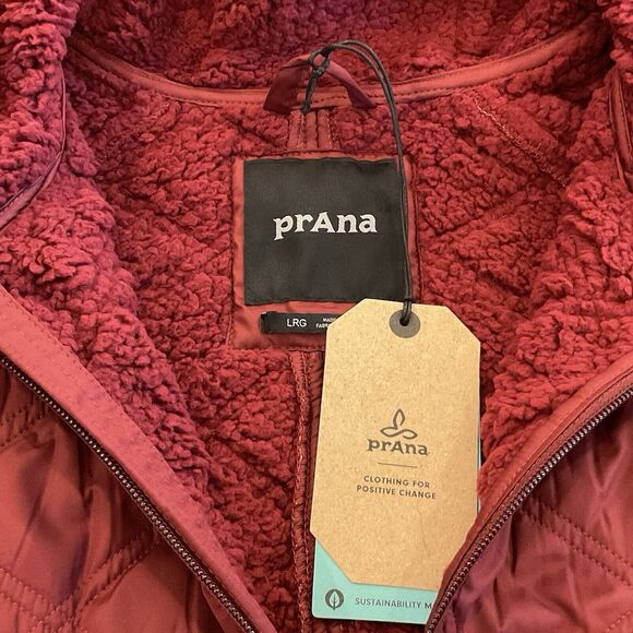 Prana Esla Half Zip Insulated Pullover Maroon Women’s Large NWT $180 - Picture 6 of 9